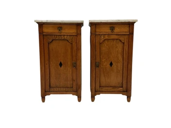 Two Arts & Crafts Art Nouveau Oak Nightstands or Bedside Tables, 1900s